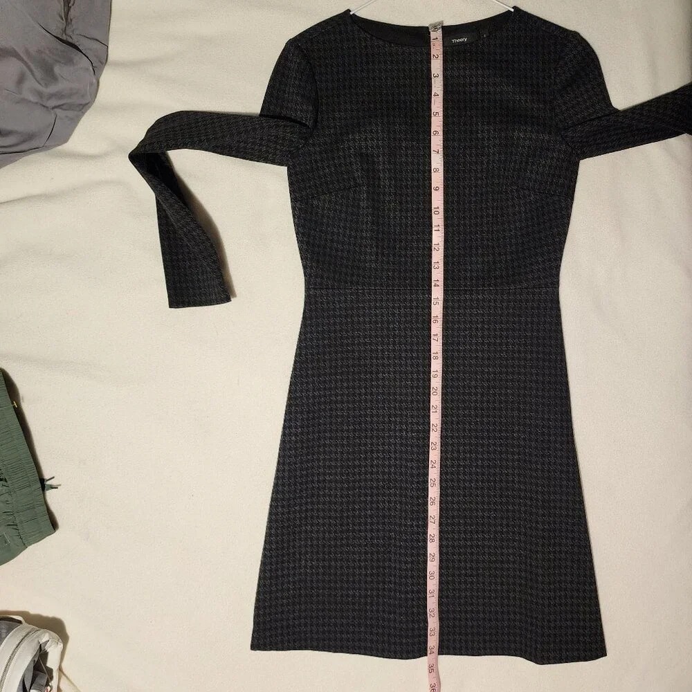 Theory Houndstooth Knit Dress Long Sleeve Career Casual Mini Size Unknown - Picture 11 of 12